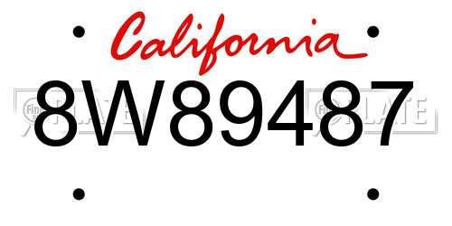 8W89487 California License Plate