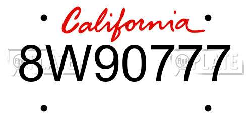 8W90777 California License Plate