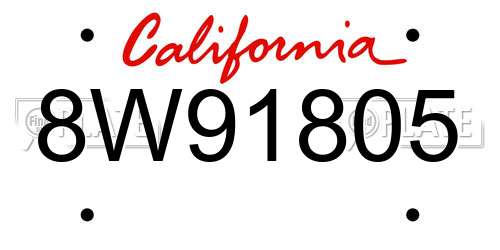 8W91805 California License Plate