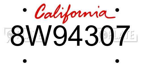 8W94307 California License Plate