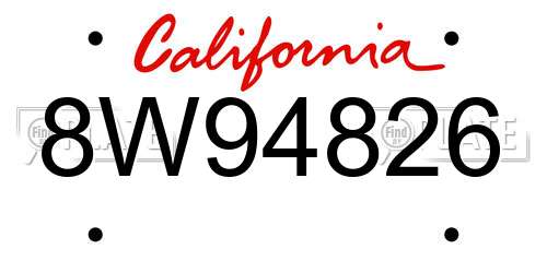 8W94826 California License Plate