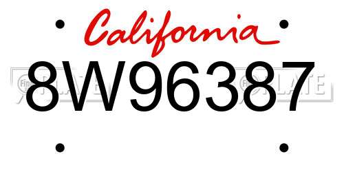 8W96387 California License Plate