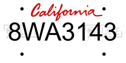 8WA3143 California License Plate