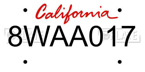 8WAA017 California License Plate