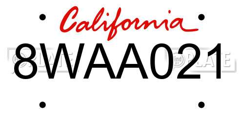 8WAA021 California License Plate