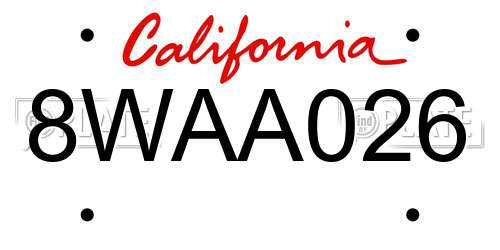 8WAA026 California License Plate