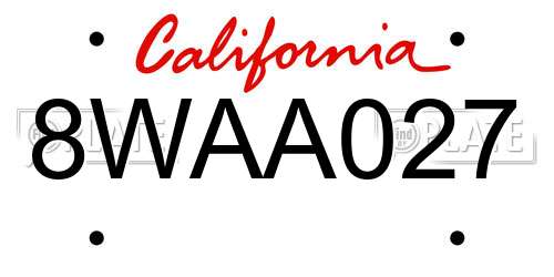 8WAA027 California License Plate