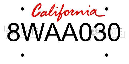 8WAA030 California License Plate