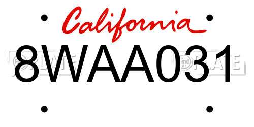 8WAA031 California License Plate