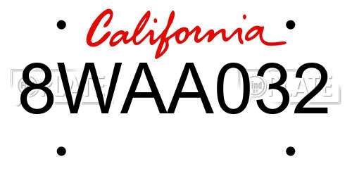 8WAA032 California License Plate