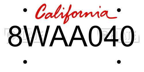 8WAA040 California License Plate
