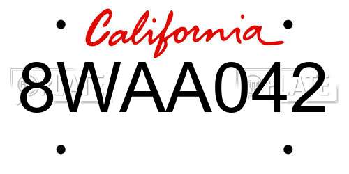 8WAA042 California License Plate