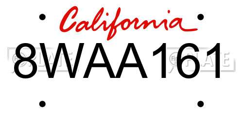 8WAA161 California License Plate
