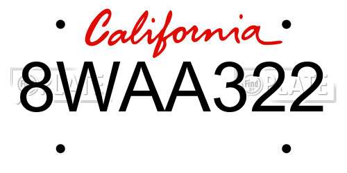 8WAA322 California License Plate
