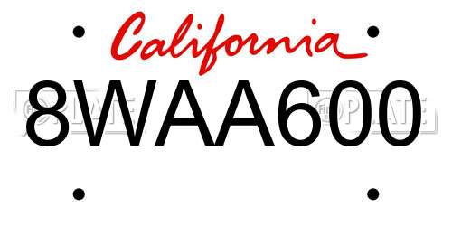 8WAA600 California License Plate