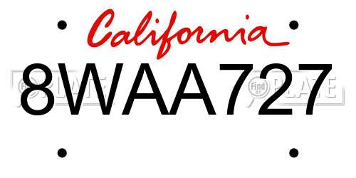 8WAA727 California License Plate