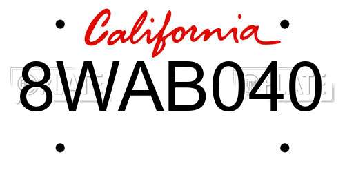 8WAB040 California License Plate