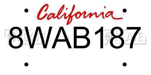 8WAB187 California License Plate