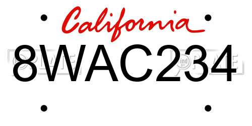 8WAC234 California License Plate