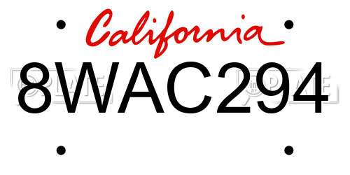 8WAC294 California License Plate