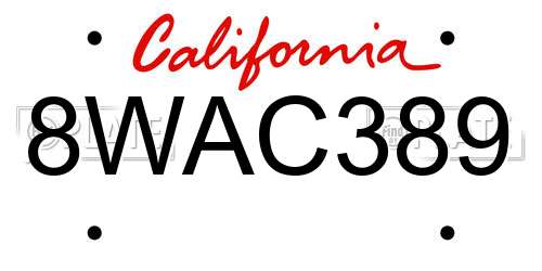 8WAC389 California License Plate