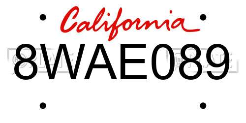 8WAE089 California License Plate
