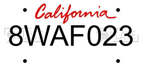 8WAF023 California License Plate