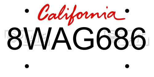 8WAG686 California License Plate