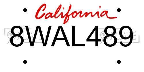 8WAL489 California License Plate