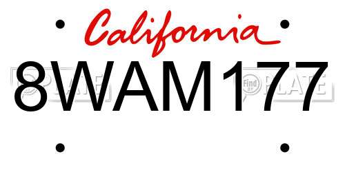8WAM177 California License Plate