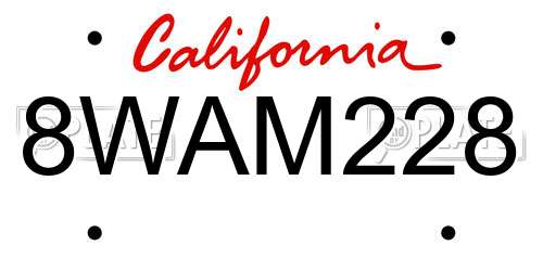 8WAM228 California License Plate