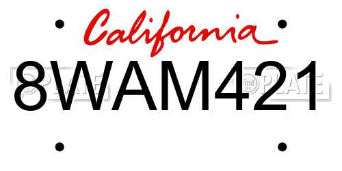 8WAM421 California License Plate