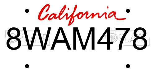 8WAM478 California License Plate
