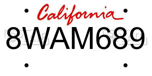 8WAM689 California License Plate