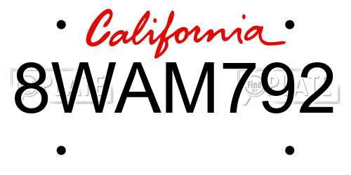 8WAM792 California License Plate