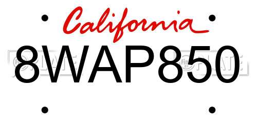 8WAP850 California License Plate