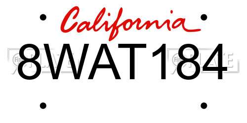8WAT184 California License Plate