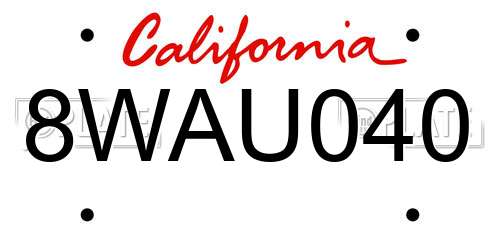 8WAU040 California License Plate