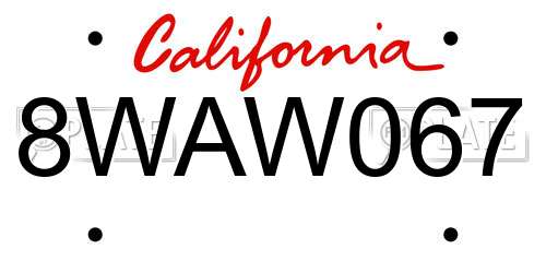 8WAW067 California License Plate