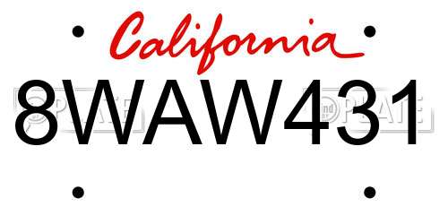 8WAW431 California License Plate