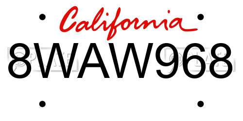 8WAW968 California License Plate