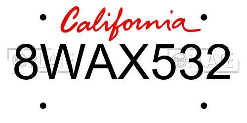 8WAX532 California License Plate