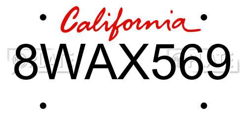 8WAX569 California License Plate