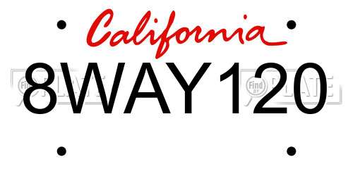 8WAY120 California License Plate