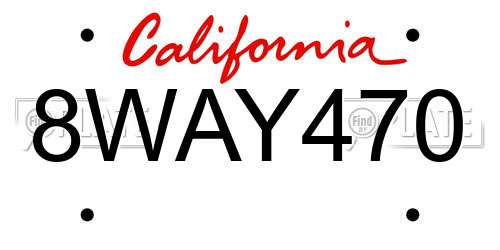 8WAY470 California License Plate