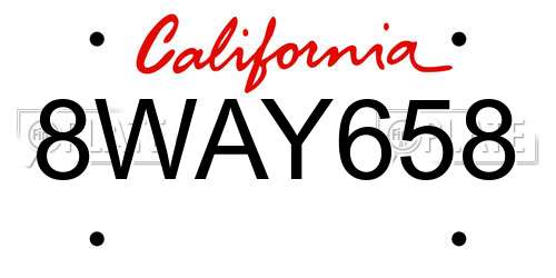 8WAY658 California License Plate