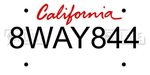 8WAY844 California License Plate