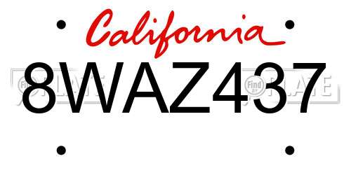 8WAZ437 California License Plate