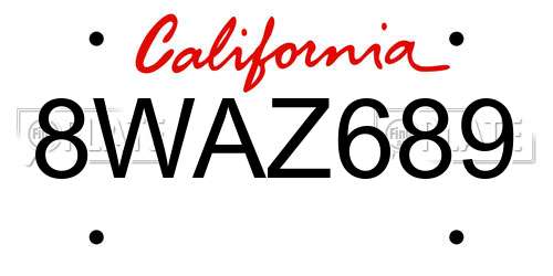 8WAZ689 California License Plate