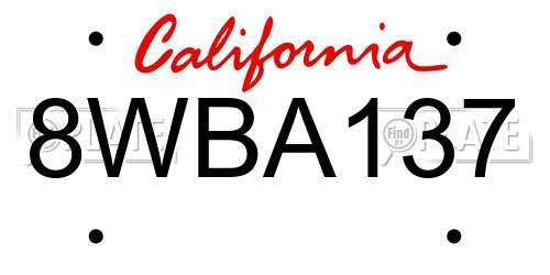 8WBA137 California License Plate